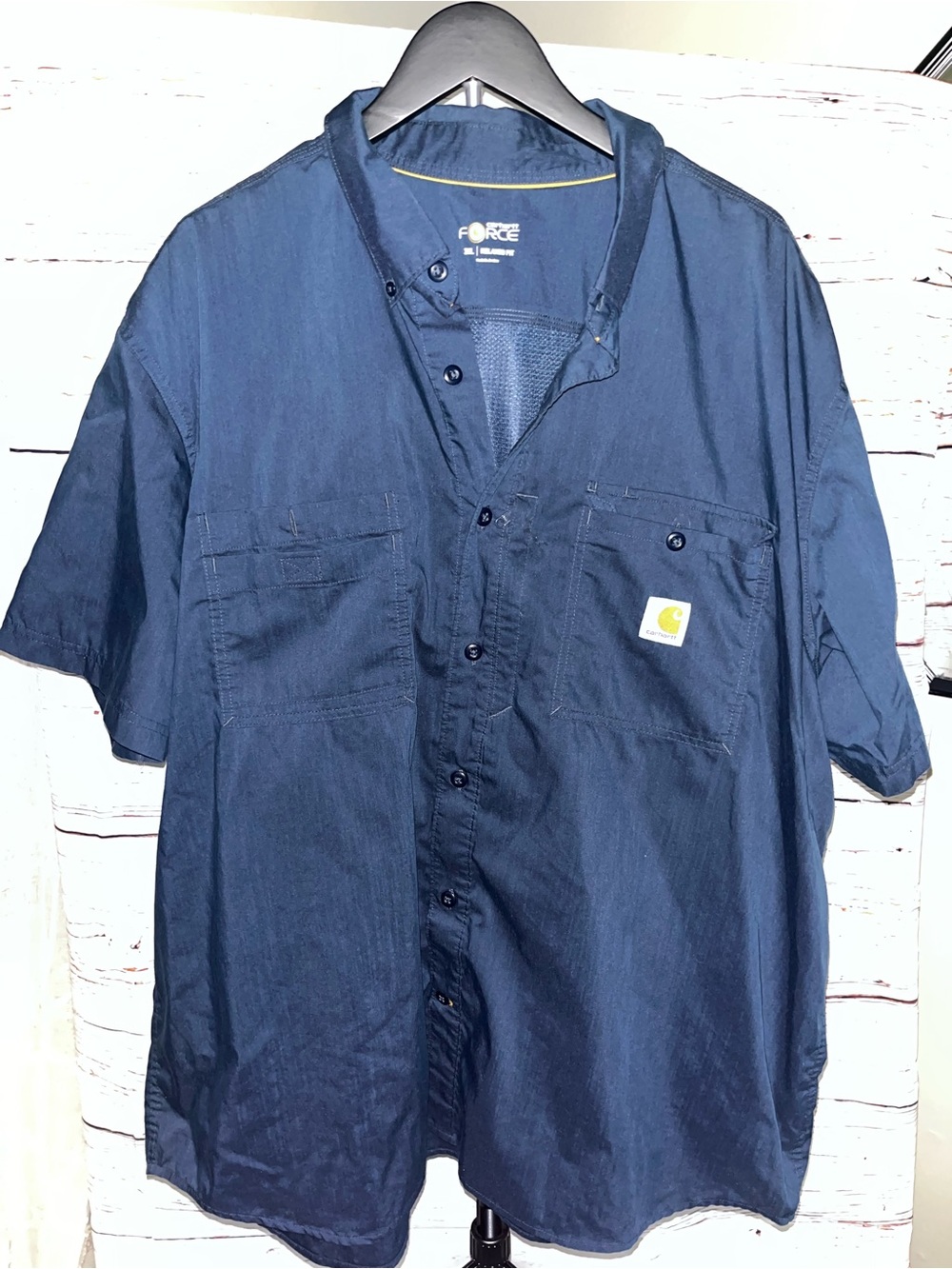 Carhartt Navy Short Sleeve Button-Down Work Shirt